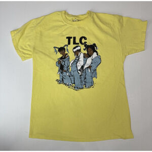 TLC Tee Shirt Yellow Lisa Lopes Left Eye R&B Distressed Women's 90s Medium
